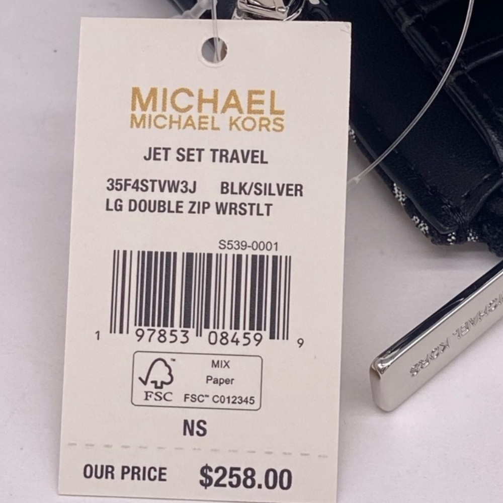 Michael Kors Black and Silver Patterned Wristlet Wallet Phone Case - Picture 9 of 9